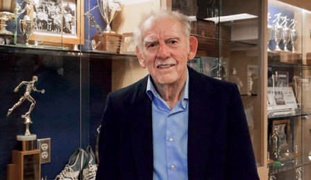 “I’m donating 20 athletic scholarships every year to Clark,” said retired coach George Fullerton at an event in 2018.