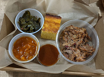 Each Juneteenth lunch was packed in a box printed with information on Black history.